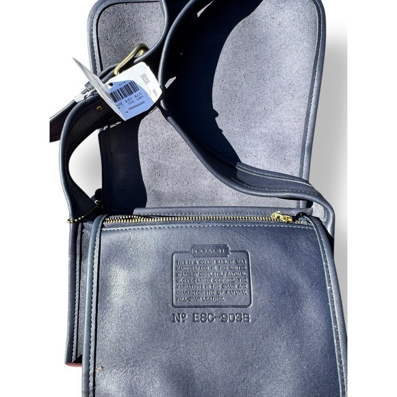 Vtg Coach Shelburne Flap Bag Glovetanned Leather 9038 Navy 1998 NEW WITH TAGS - Picture 6 of 12